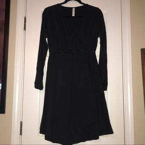 Black wrap dress, knee length